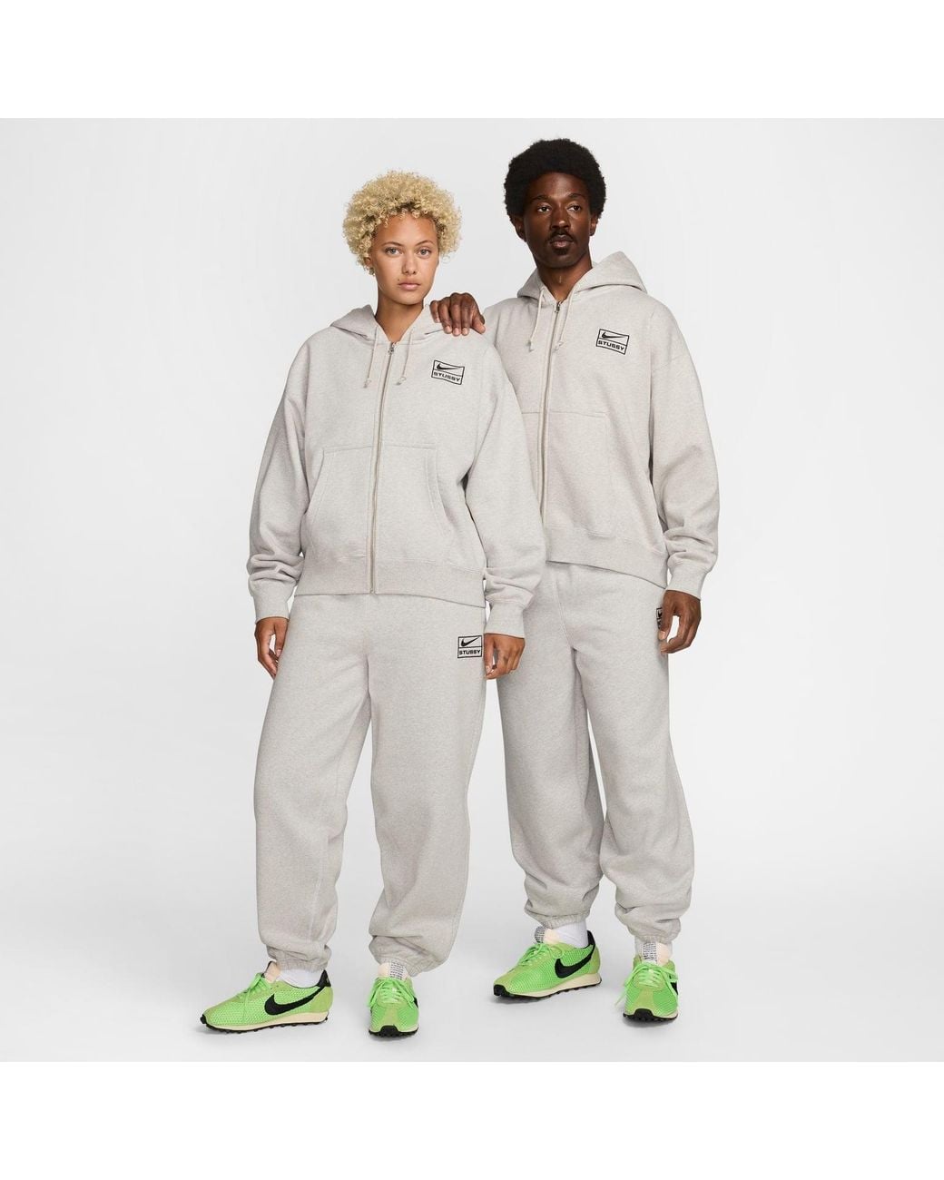 Nike X Stussy Ss24 Full-Zip Fleece Hoodie in Gray for Men | Lyst