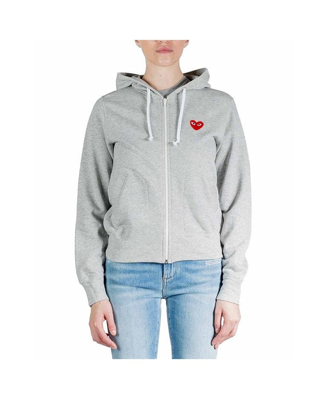 COMME DES GARÇONS PLAY Gray (Wmns) Five Heats Logo Zip Hooded Jacket