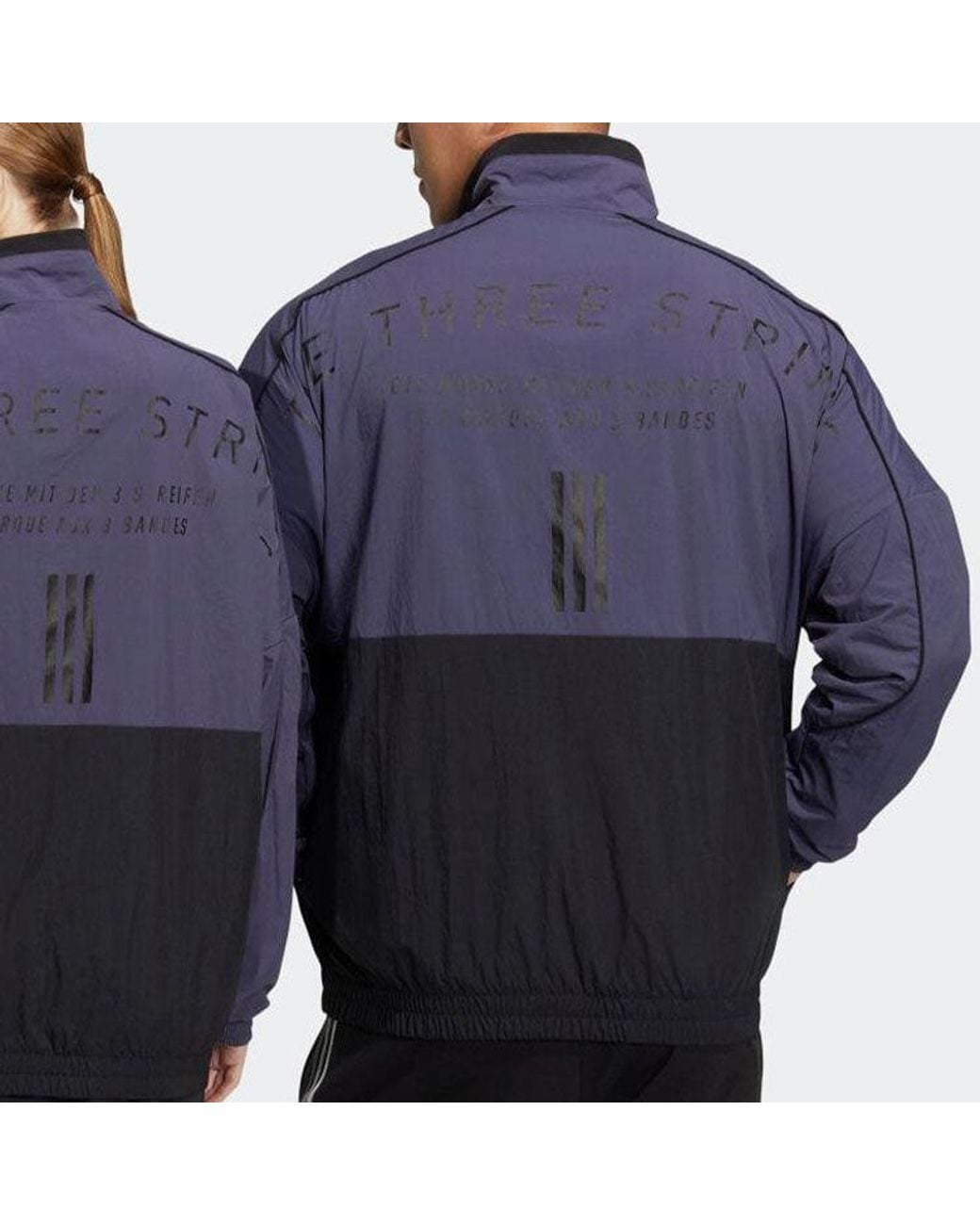 Adidas Blue Colorblock Alphabet Printing Woven Long Sleeves Jacket for men