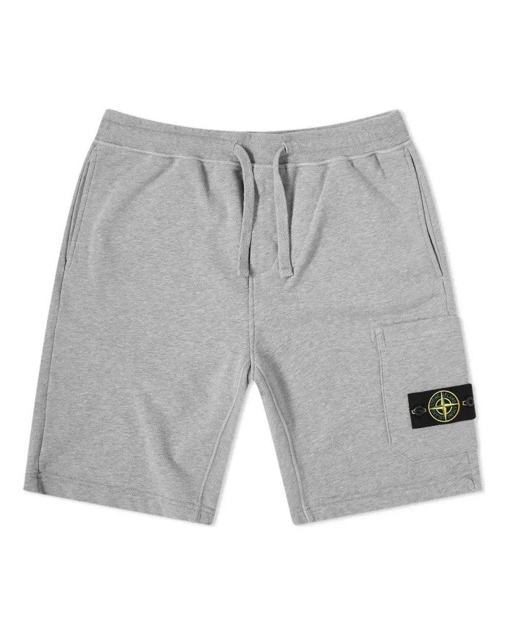 Stone Island Gray Bermuda Cargo Shorts 'Melange' for men