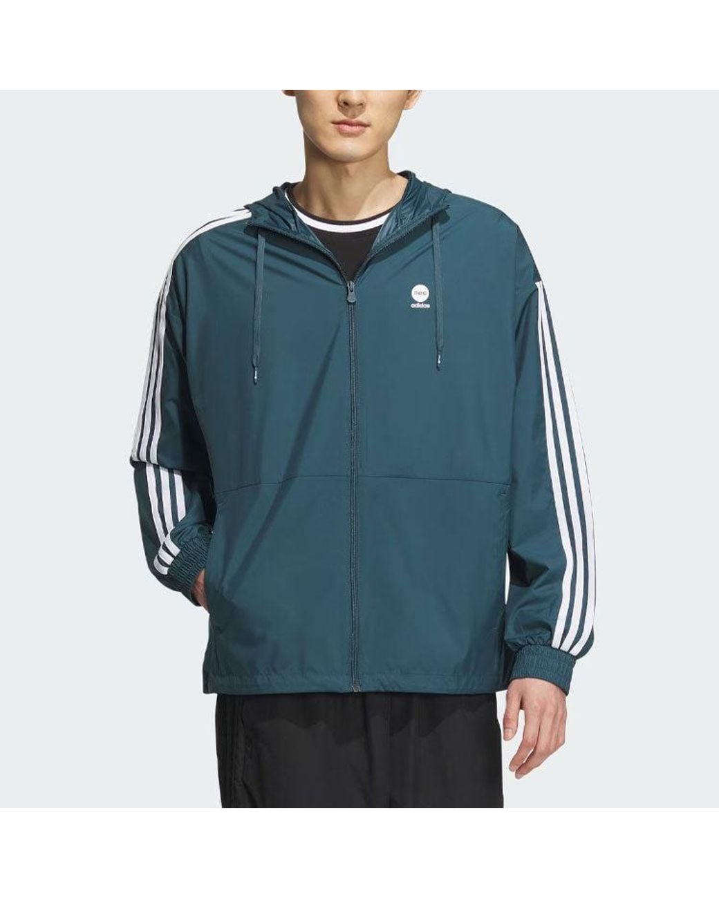 Adidas Blue Neo Essentials Windbreaker Jackets for men
