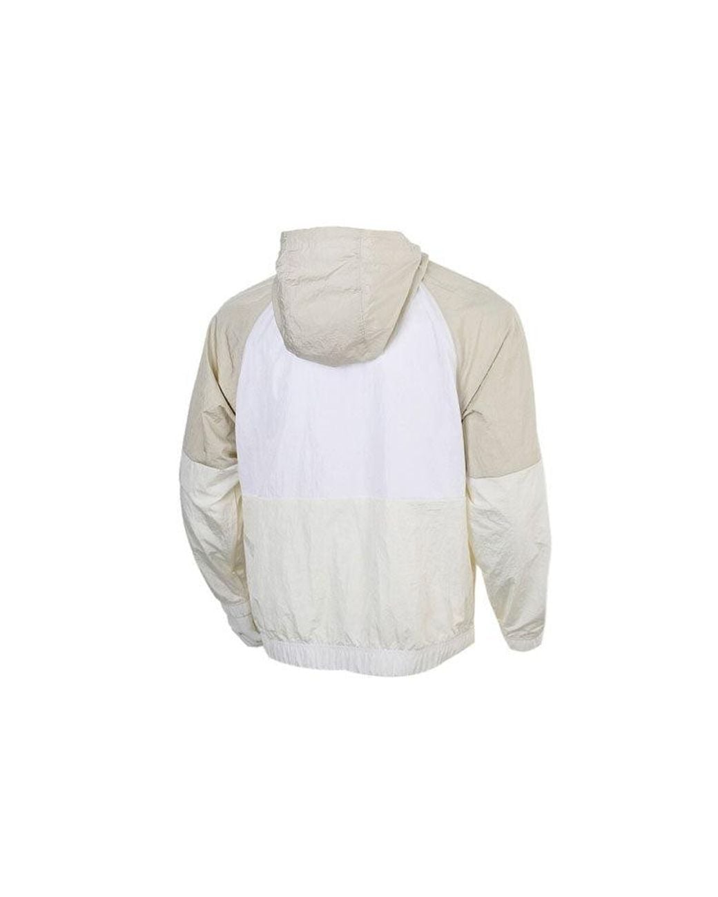 Nike White Sportswear Swoosh Half Zipper Big Pocket Woven Hooded Logo Jacket for men
