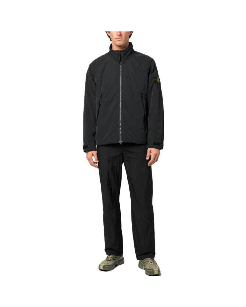 Stone Island Black Nylon Plain Jackets for men