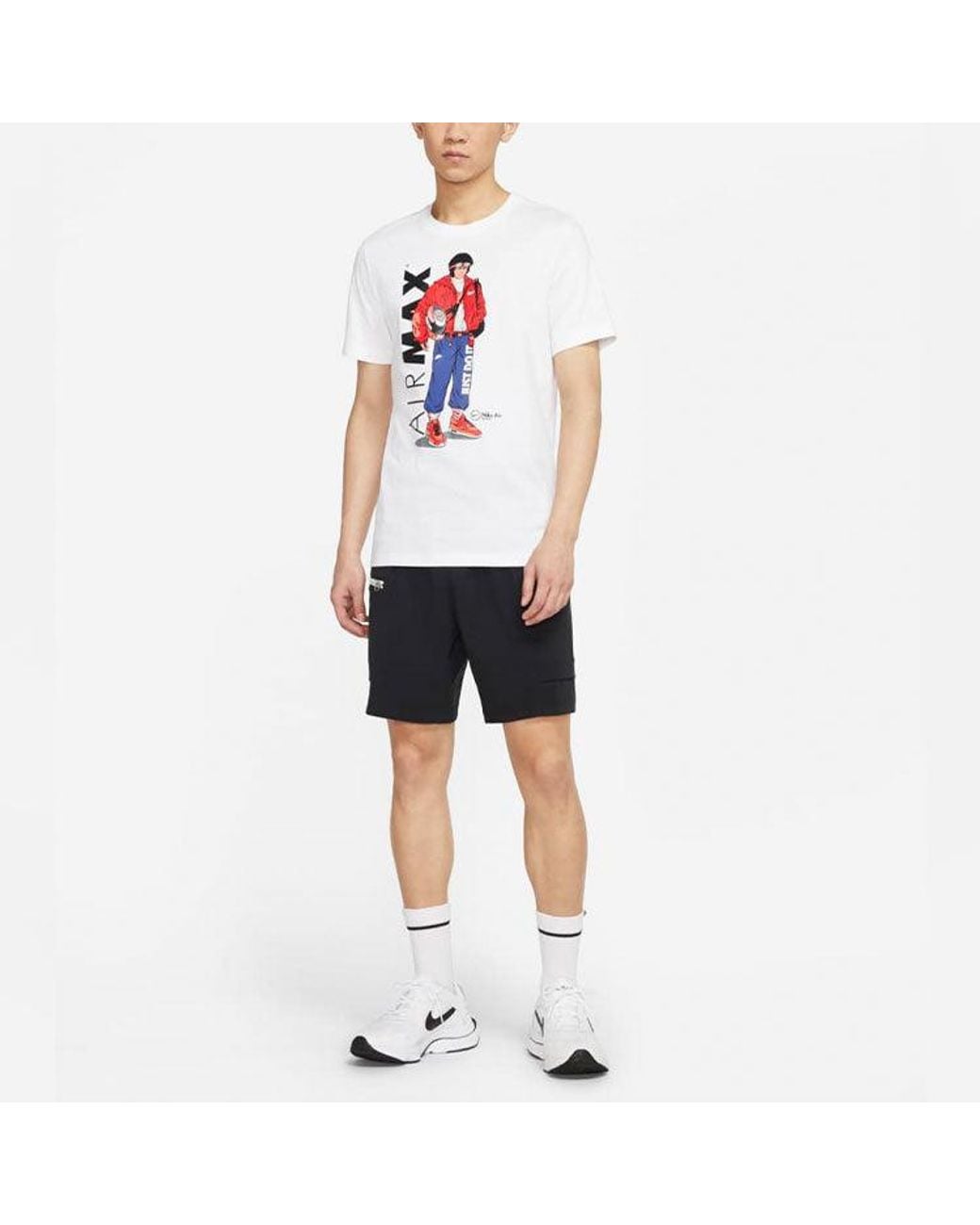 Nike Red Sportswear Pattern Printing Sports Round Neck Short Sleeve for men