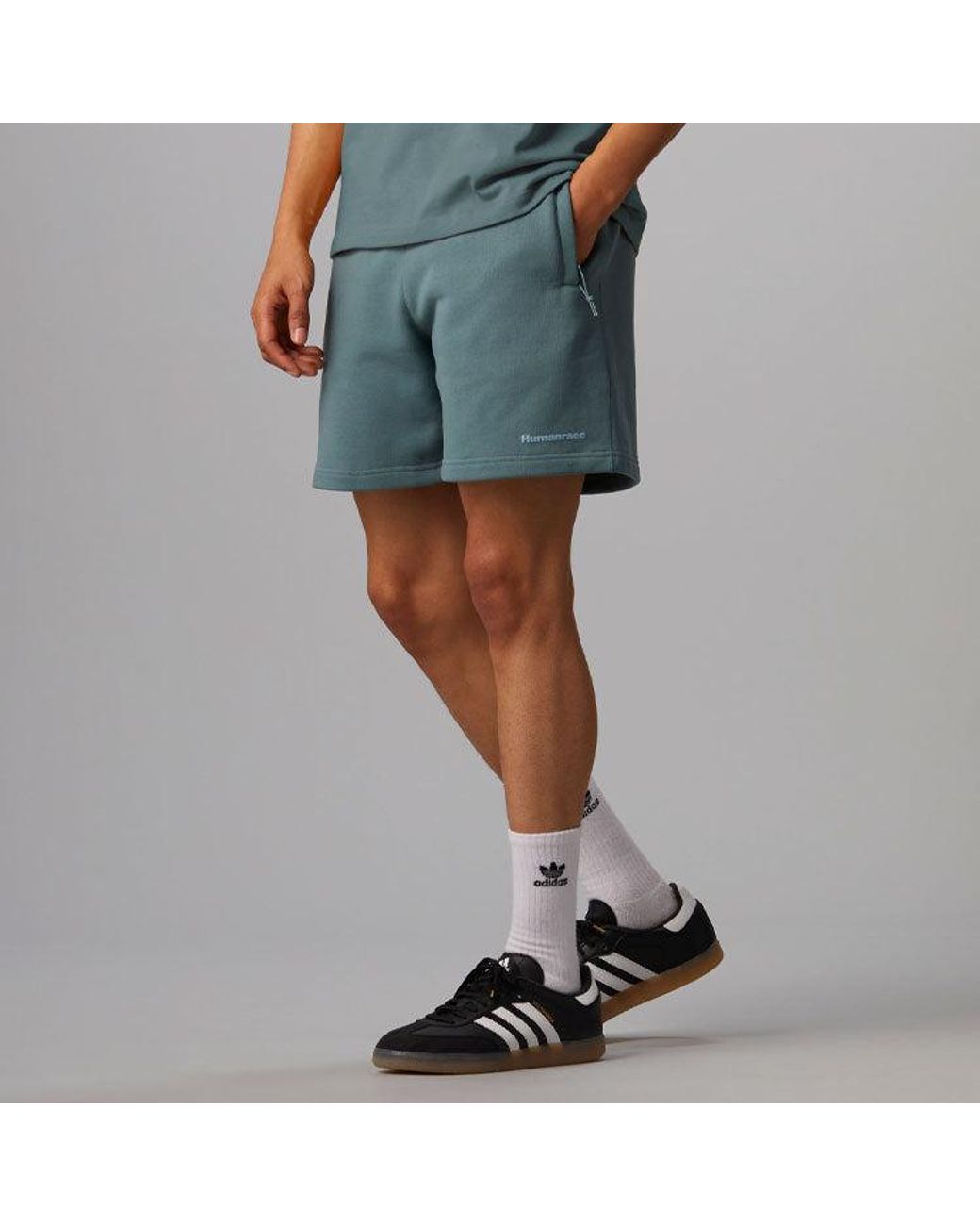 Adidas Blue Originals X Pharrell Williams Crossover Casual Breathable Solid Color Sports Shorts Green for men