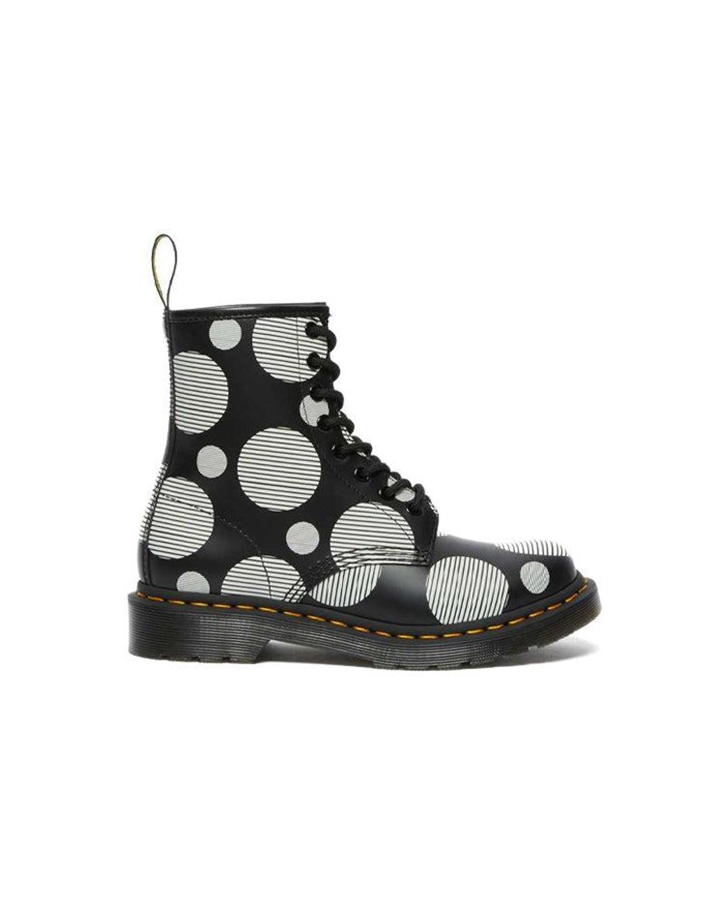 Dr. Martens Black (Wmns) Dr.Martens 1460 Polka Dot Smooth Leather Lace Up Boots