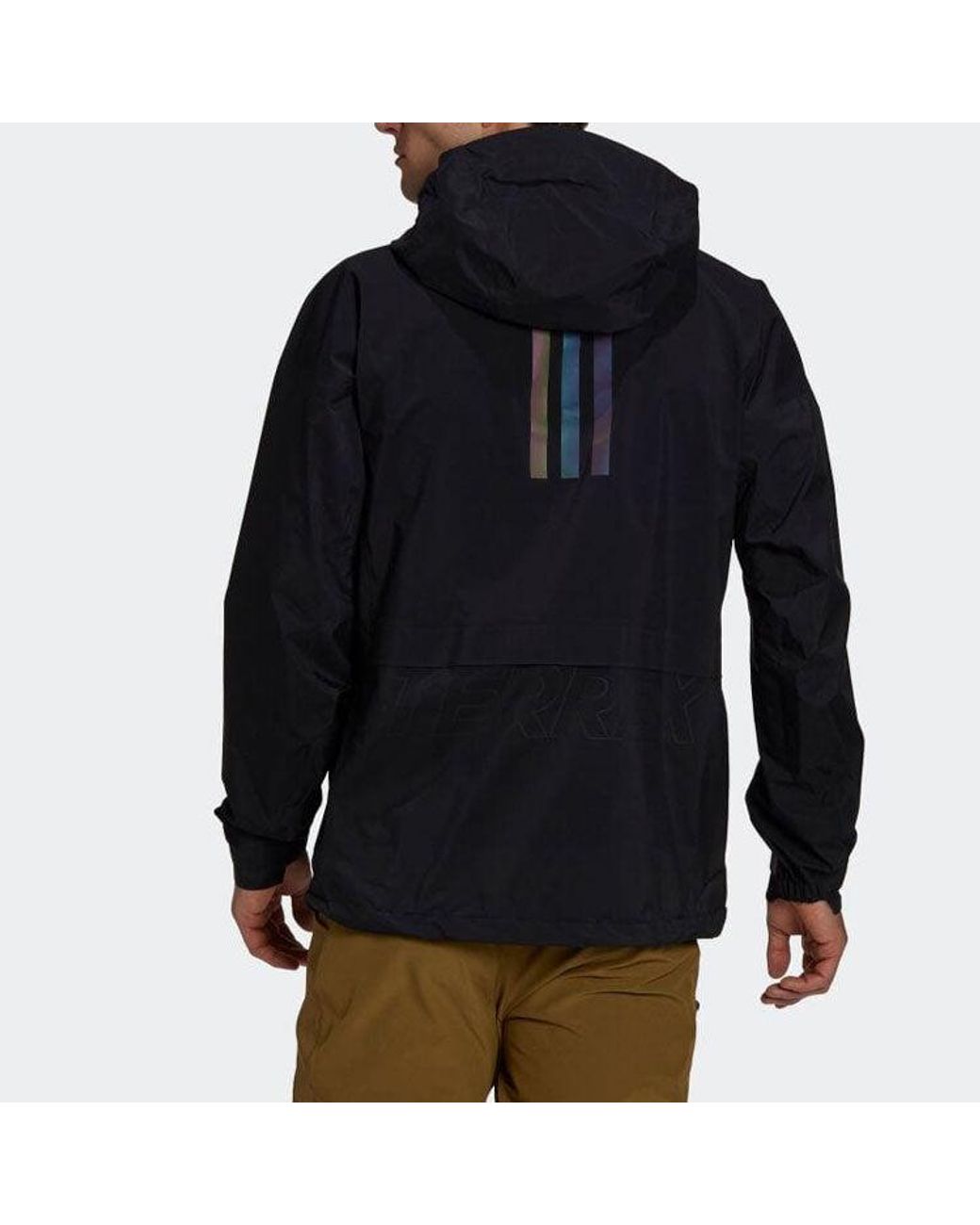 Adidas Blue Solid Color Logo Tee Stripe Casual Hooded Jacket for men