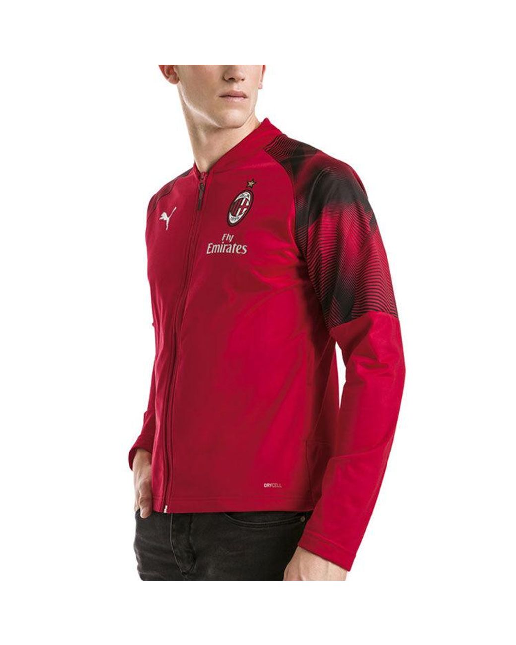 PUMA Red Jersey Ac Milan Stadium Poly Jacket for men