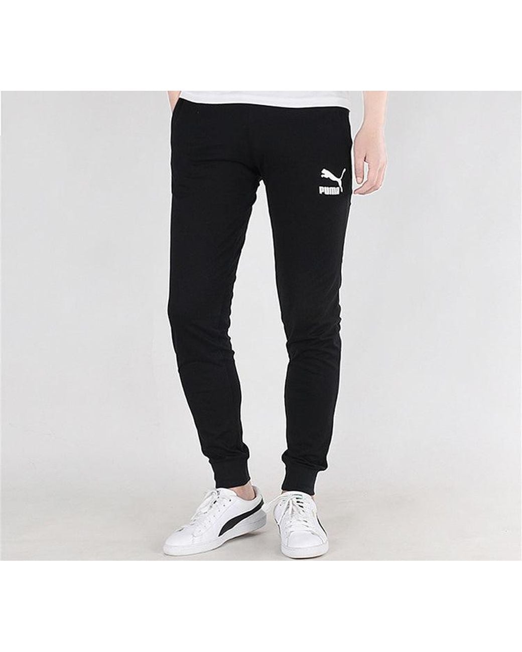 PUMA Black Classics Jersey Cuffed Pants for men