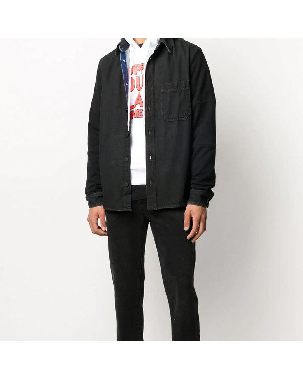 Off-White c/o Virgil Abloh Blue Arrows Arrow Pattern Denim Shirt Ordinary Version for men