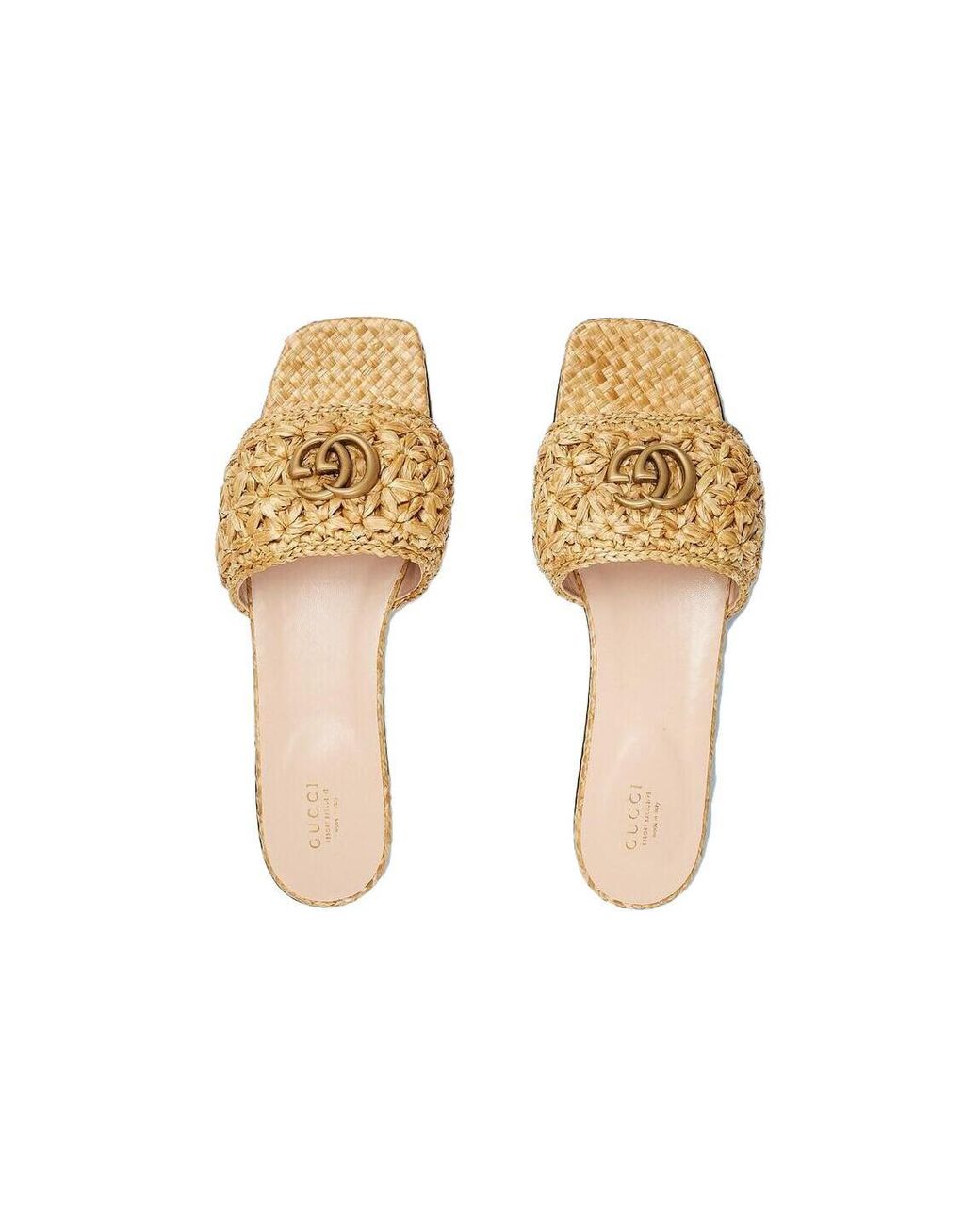 Gucci Natural (Wmns) Double G Slide Sandal 'Woven Raffia'