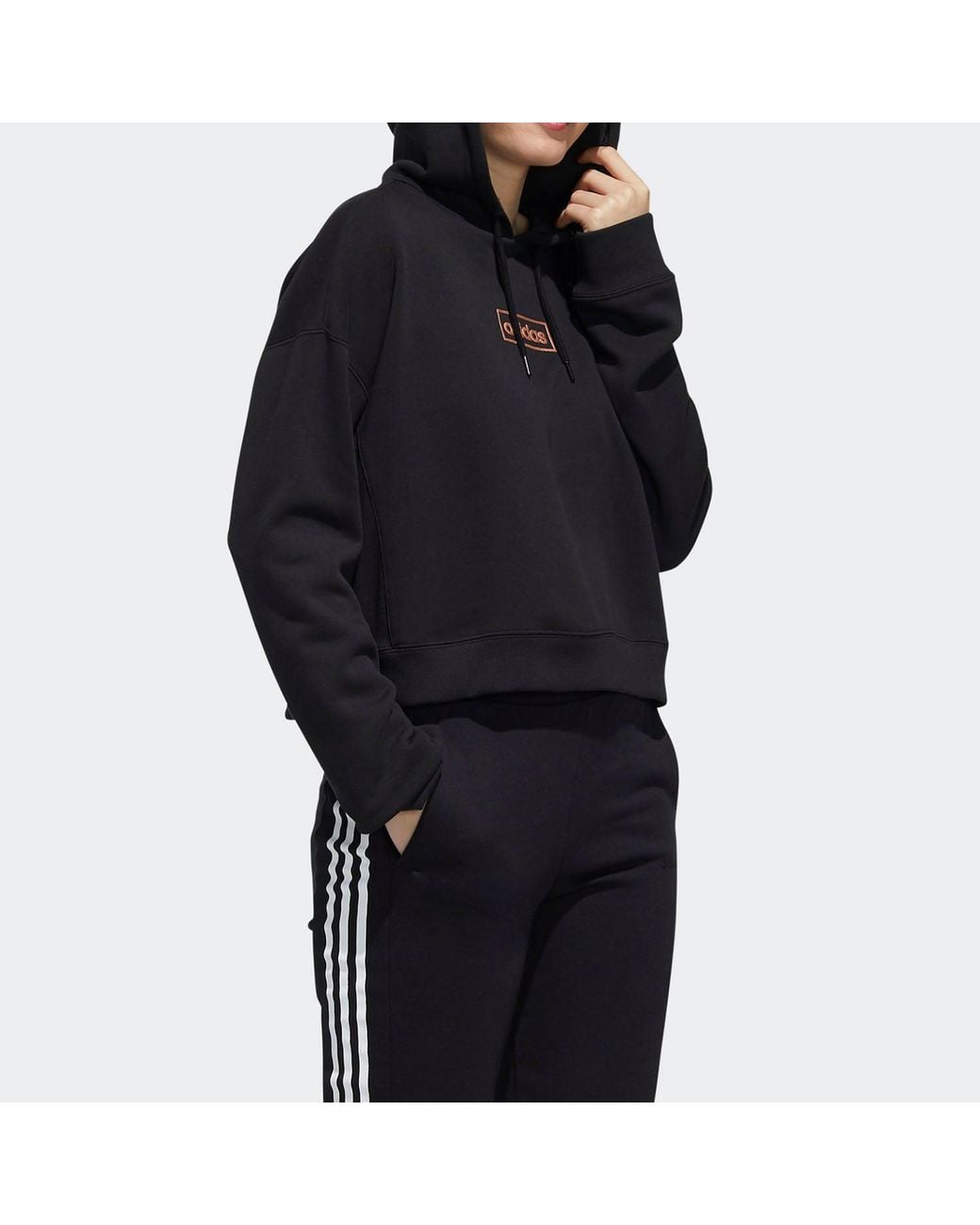 Adidas Black (Wmns) Neo C+ Fleece Hdy Sports Pullover