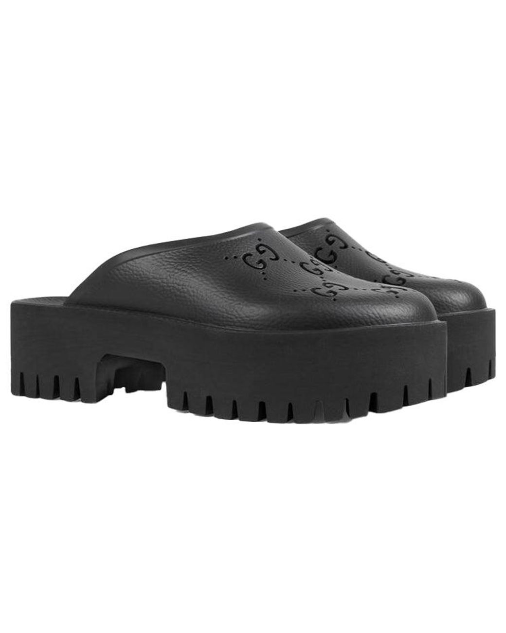Gucci Black (Wmns) Platform Perforated G Sandal Rubber'