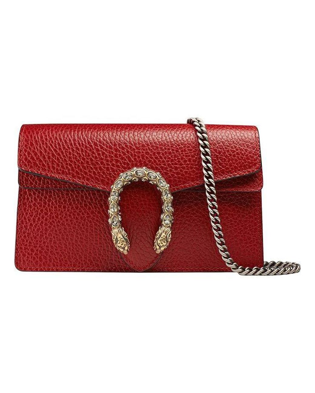 Gucci Red (Wmns) Dionysus Series Leather Bag Single-Shoulder Bag Mini Size