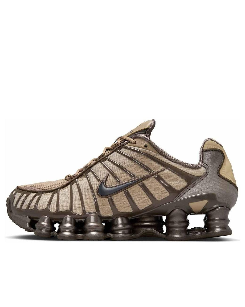 brown leather nike shox