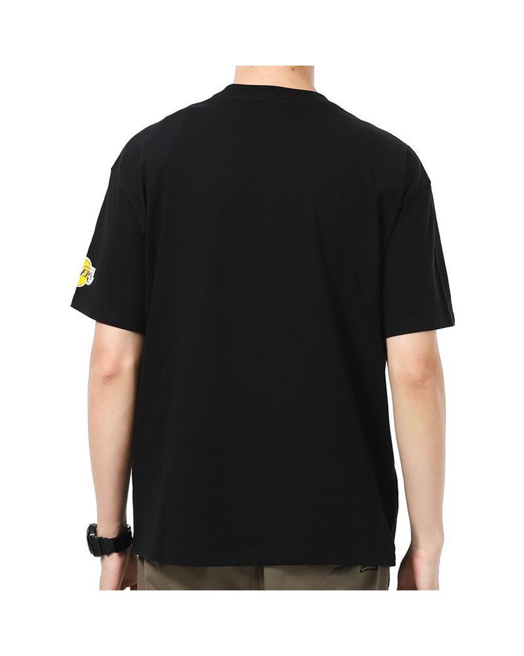 Nike Black Nba Los Angeles Lakers Alphabet Printing Basketball Sports Round Neck Short Sleeve for men