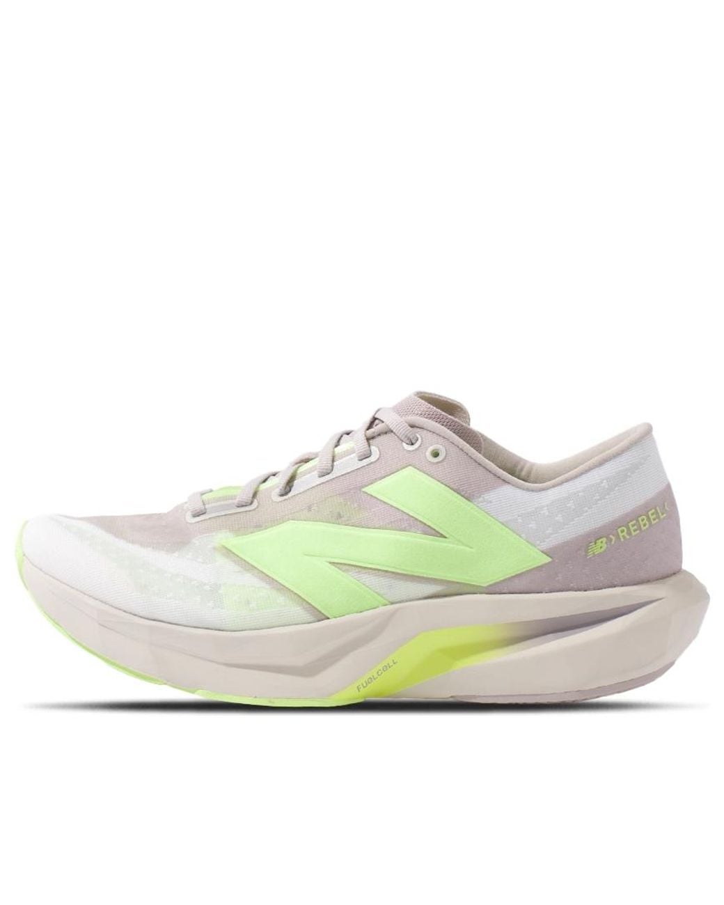 New Balance White Fuelcell Rebel V4 'Moonrock Bleached Lime' for men