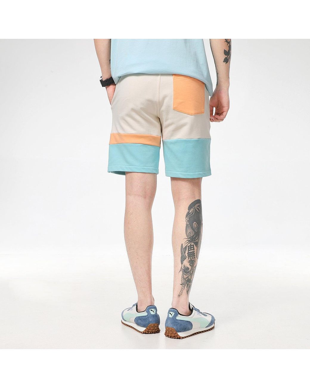 PUMA Blue Solid Basic Shorts for men