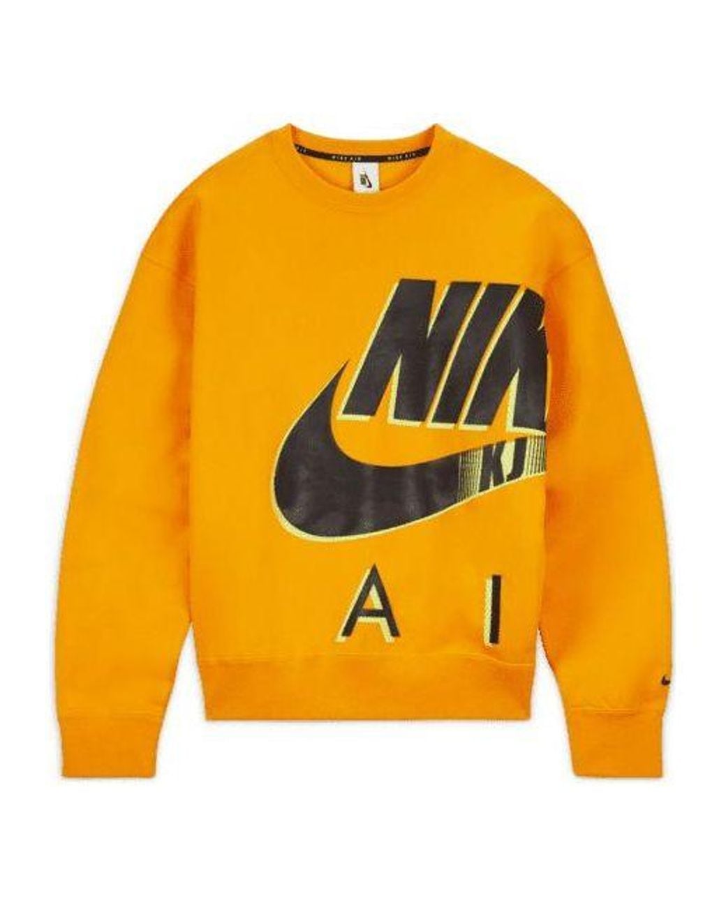 Nike Yellow Air X Kim Jones Crossover Logo Printing Fleece Round Neck Us Edition Couple Style for men