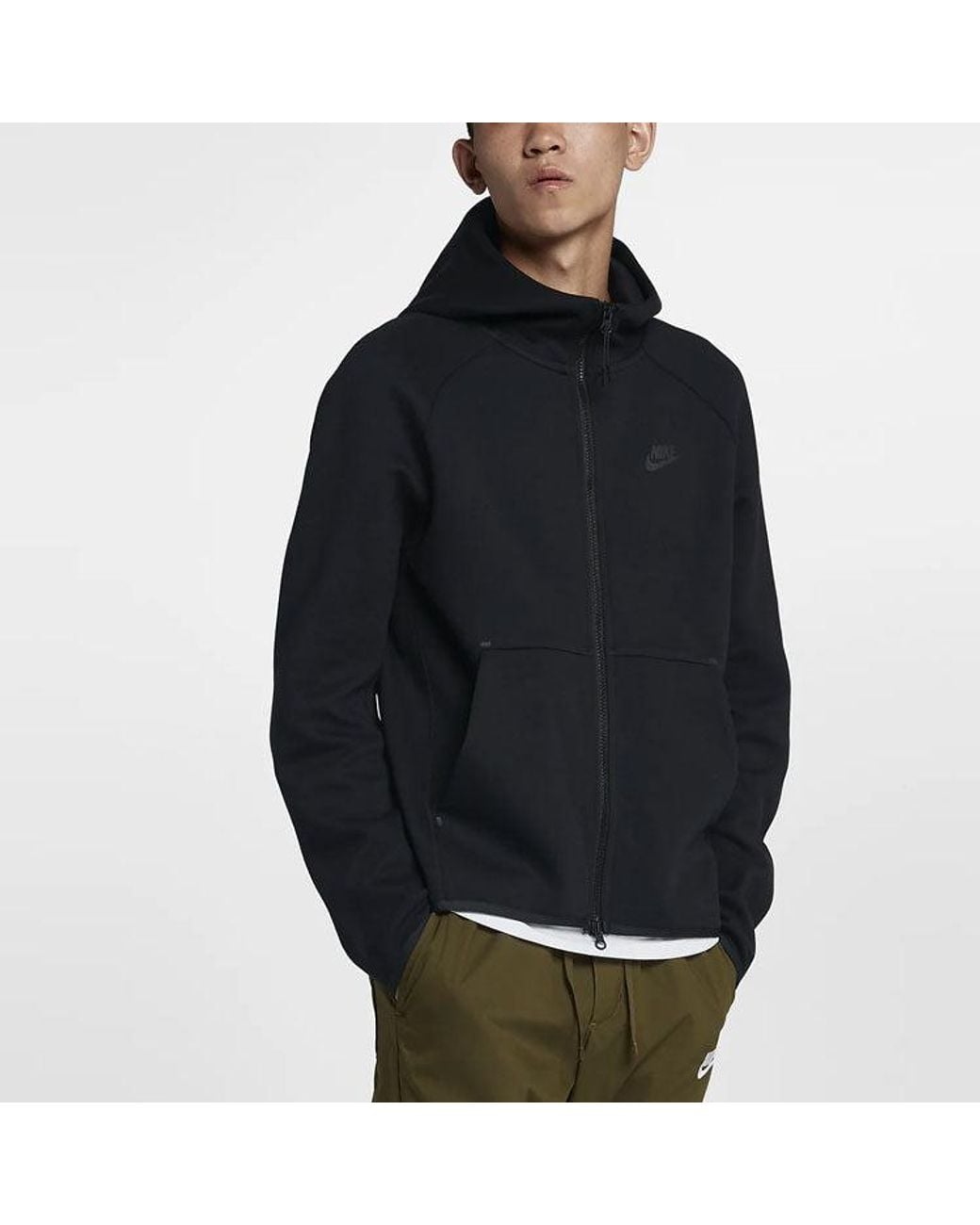 Nike Black As Sportswear Tch Flc Fz for men