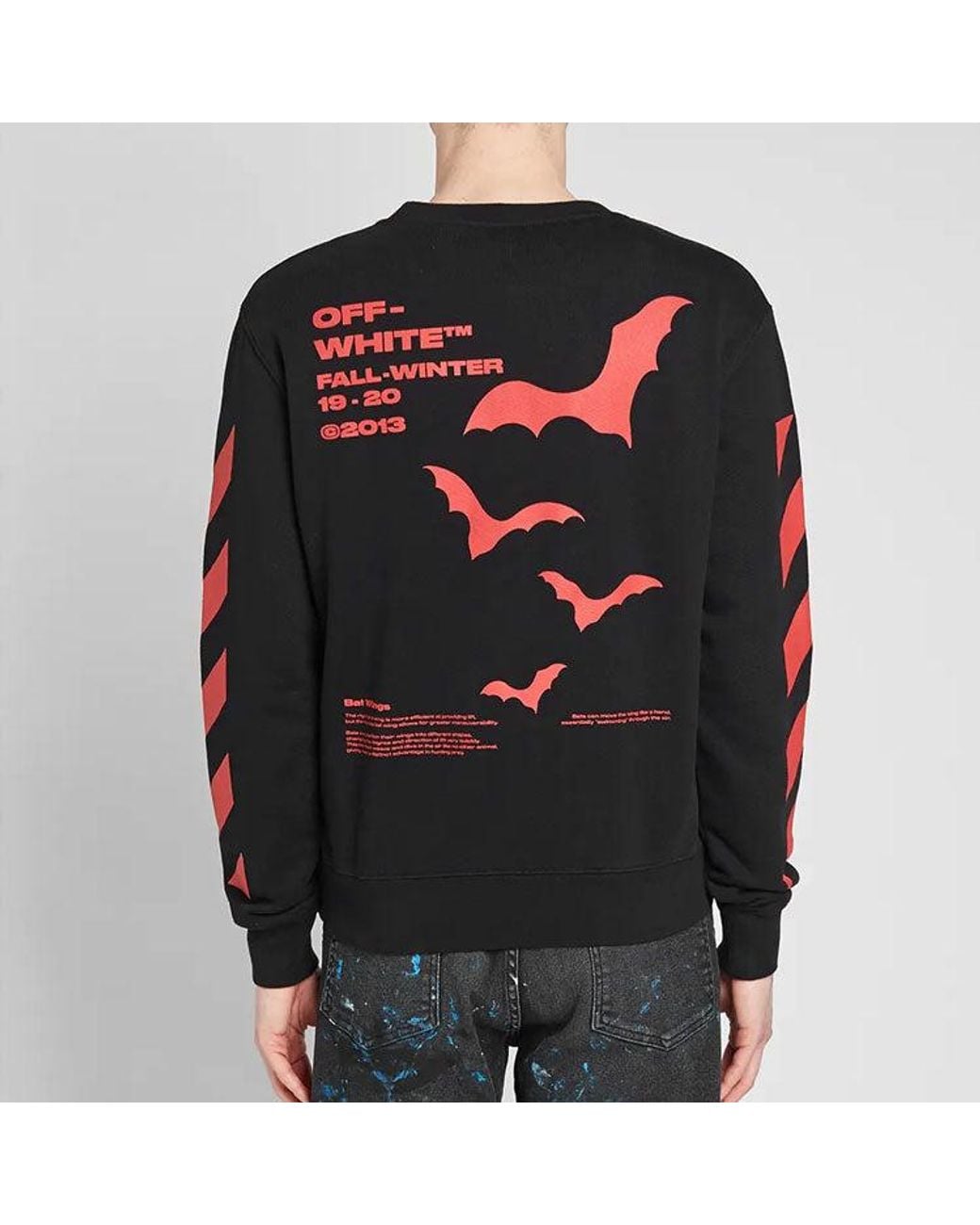 Off-White c/o Virgil Abloh Blue Bats Logo Round Neck Slim-Fit Sweater for men