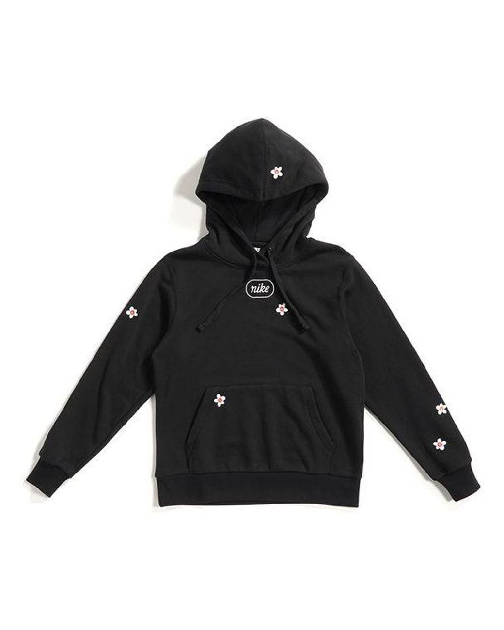 Nike Black (Wmns) Flc Emb Fruit Small Embroidered Hooded Long Sleeves Pullover