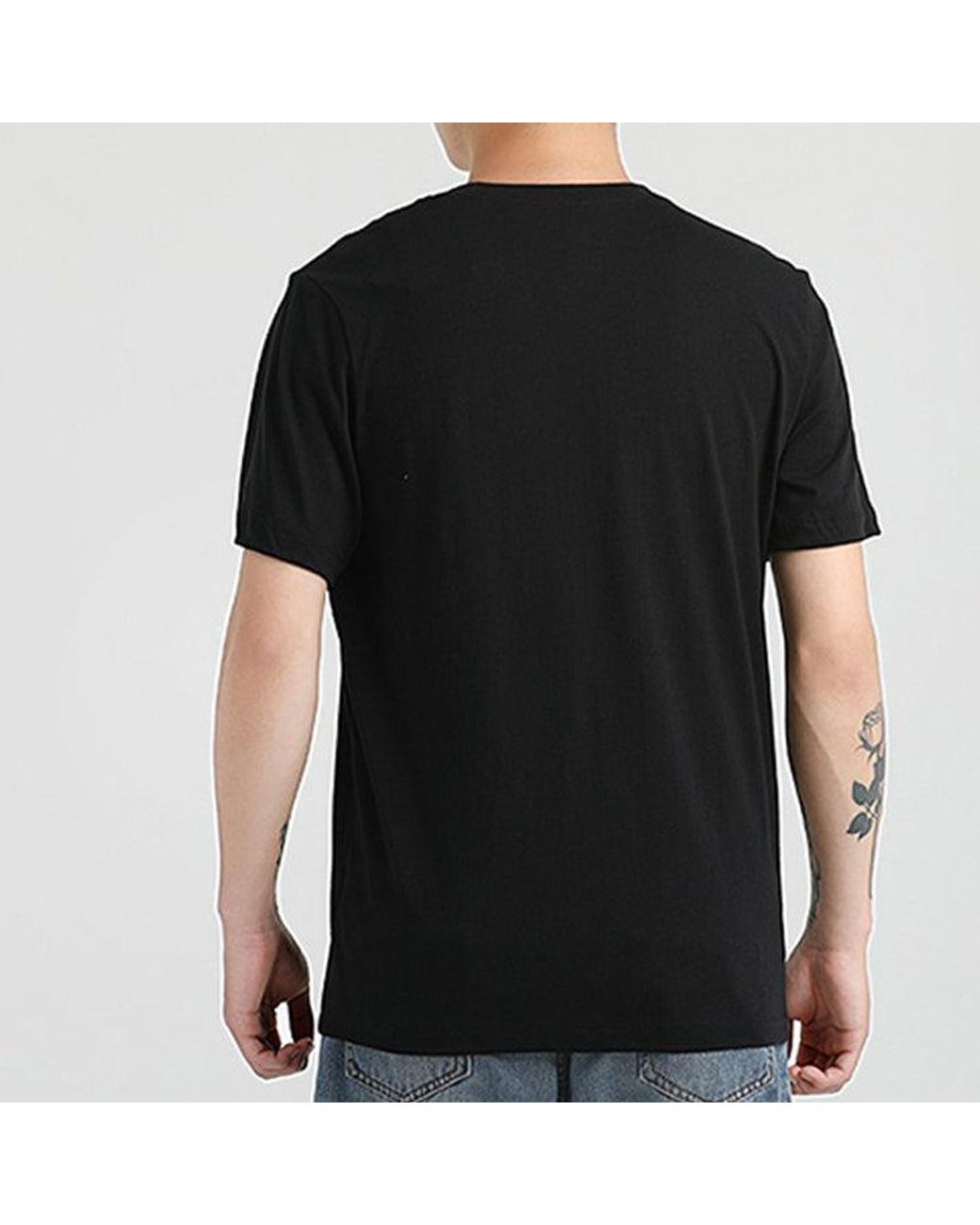 Nike Black Sportswear Logo Printing Round Neck Short Sleeve Obsidian for men