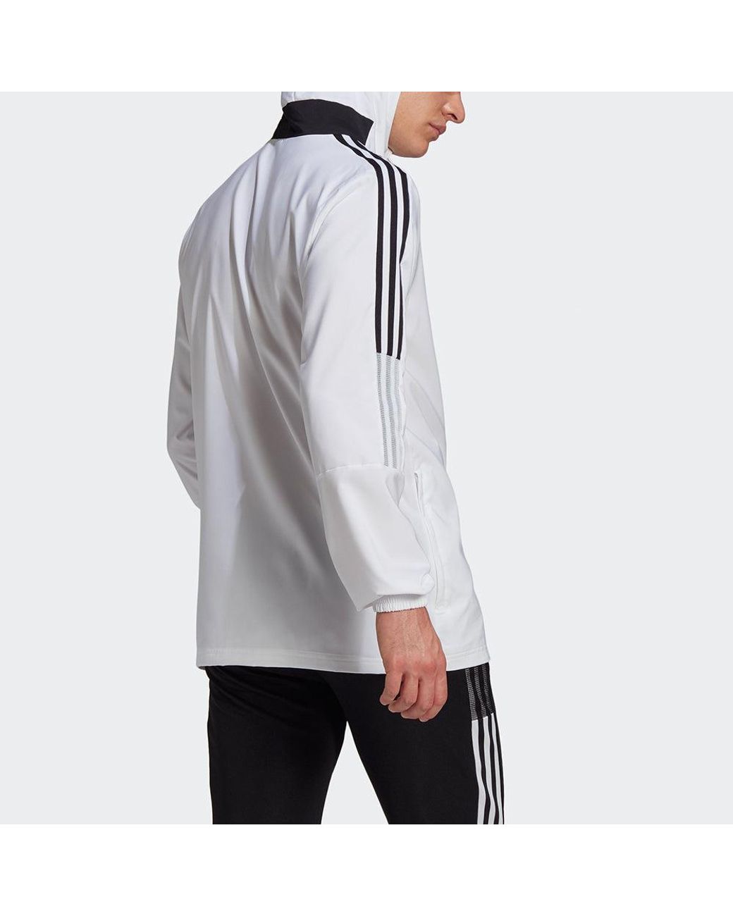 Adidas White Tiro21 Wb Soccer/Football Sports Hooded Jacket for men