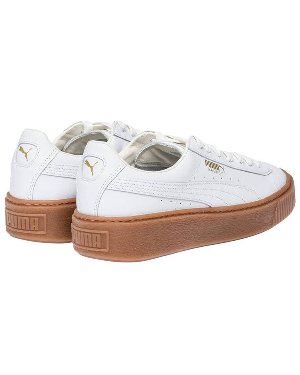 PUMA White (Wmns) Basket Platform Core