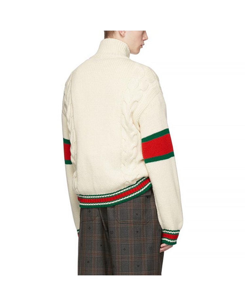 Gucci Natural Cable Knit Bomber Jacket for men
