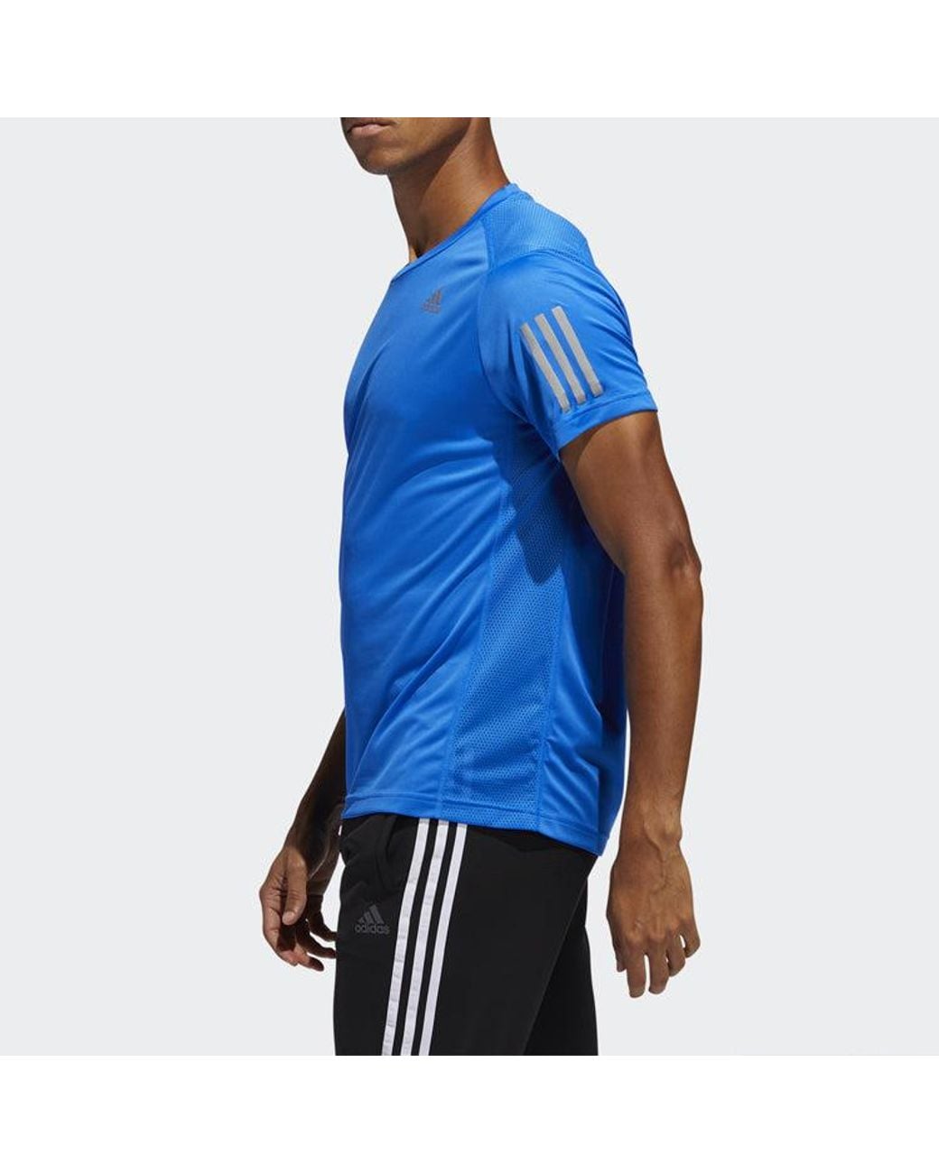 Adidas Blue Own The Run Tee Running Short-Sleeve Tee for men