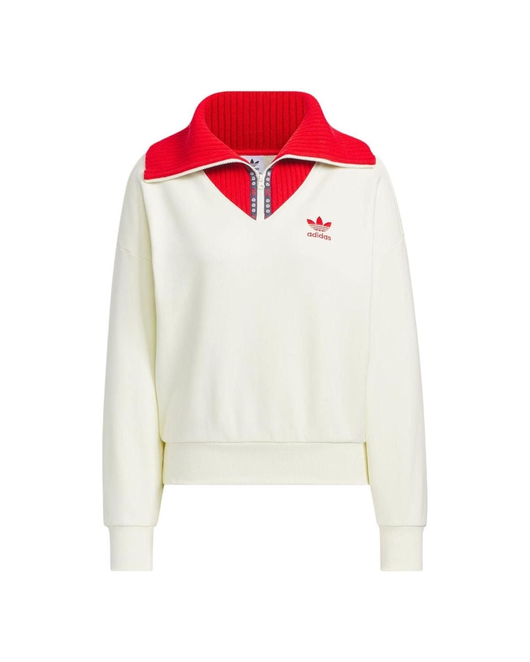 Adidas White (Wmns) Originals X Feifei Ruan Crewneck Zip Up Sweatshirt Asia Sizing