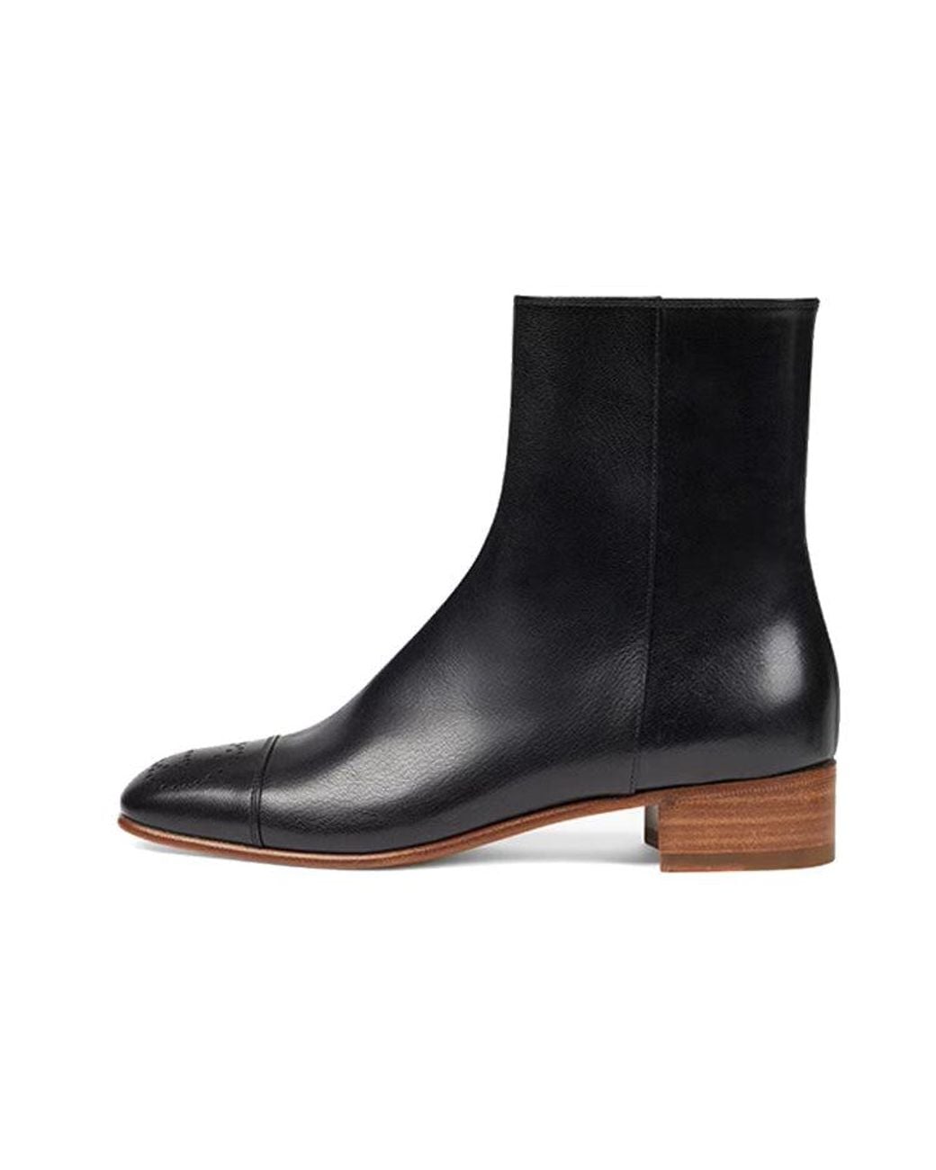 Gucci Black (Wmns) Goatskin Hills Logo Ankle Boots