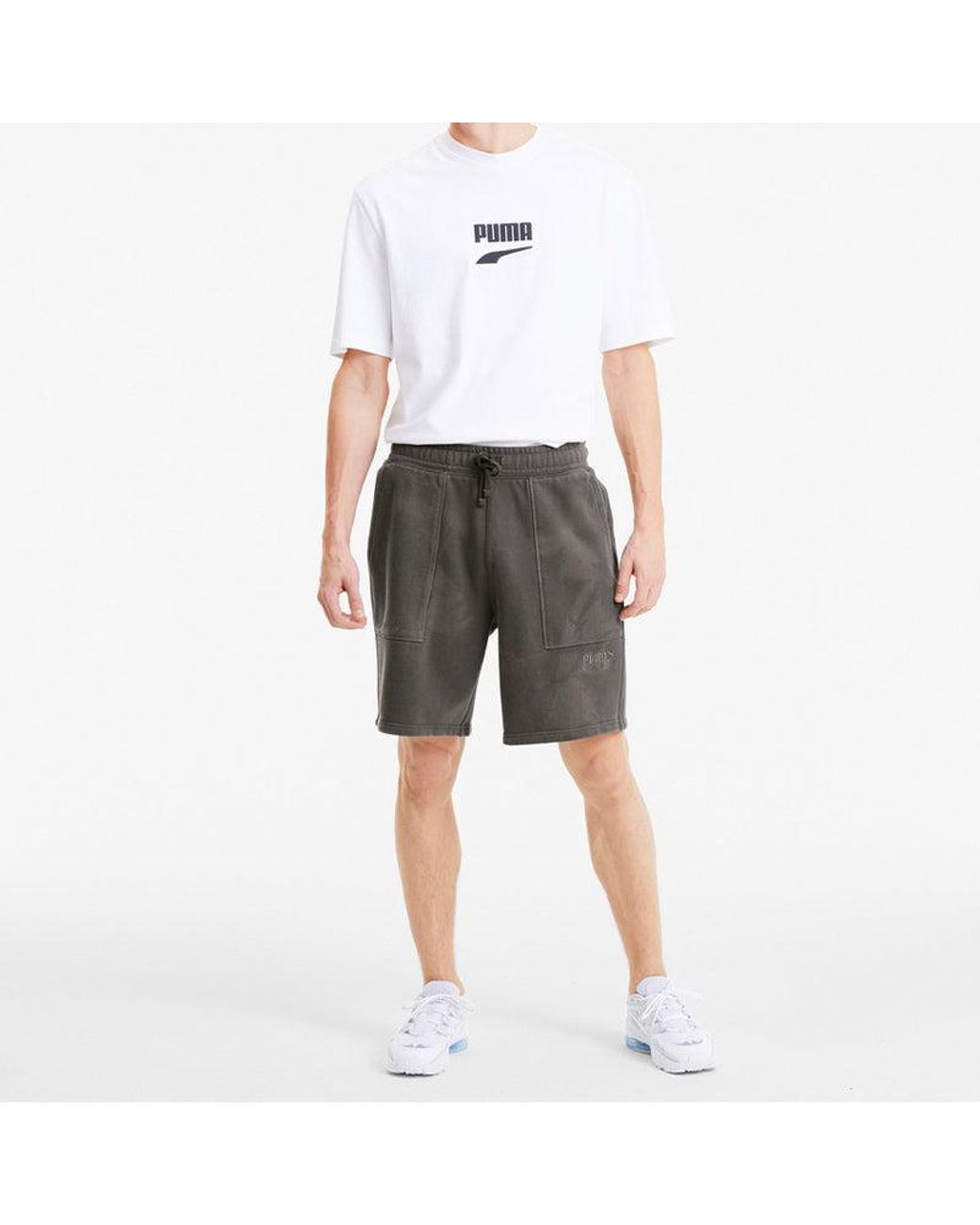 PUMA Gray Solid Color Drawstring Casual Shorts for men