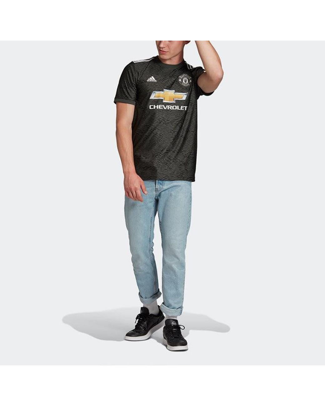 Adidas Gray Mufc A Jsy 20-21 Season Manchester United Away Sw Fan Edition Sports Short Sleeve Jersey for men