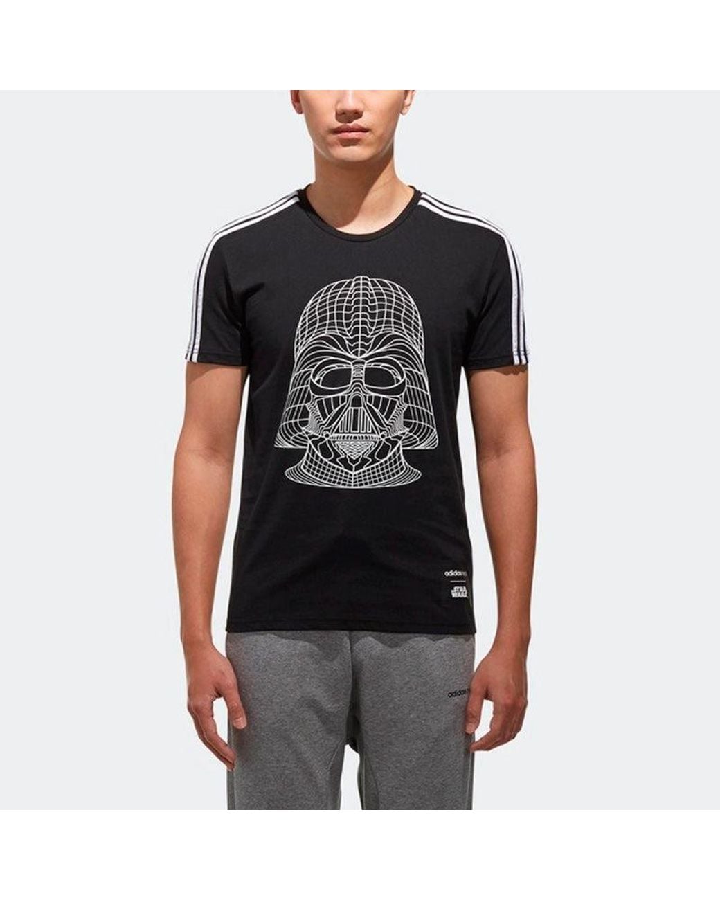 Adidas Black Neo M Sw Tee 5 Reflective Printing Round Neck Short Sleeve for men