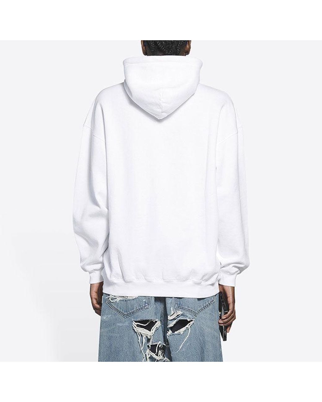Balenciaga White Bb Pixel Medium Fit Hoodie