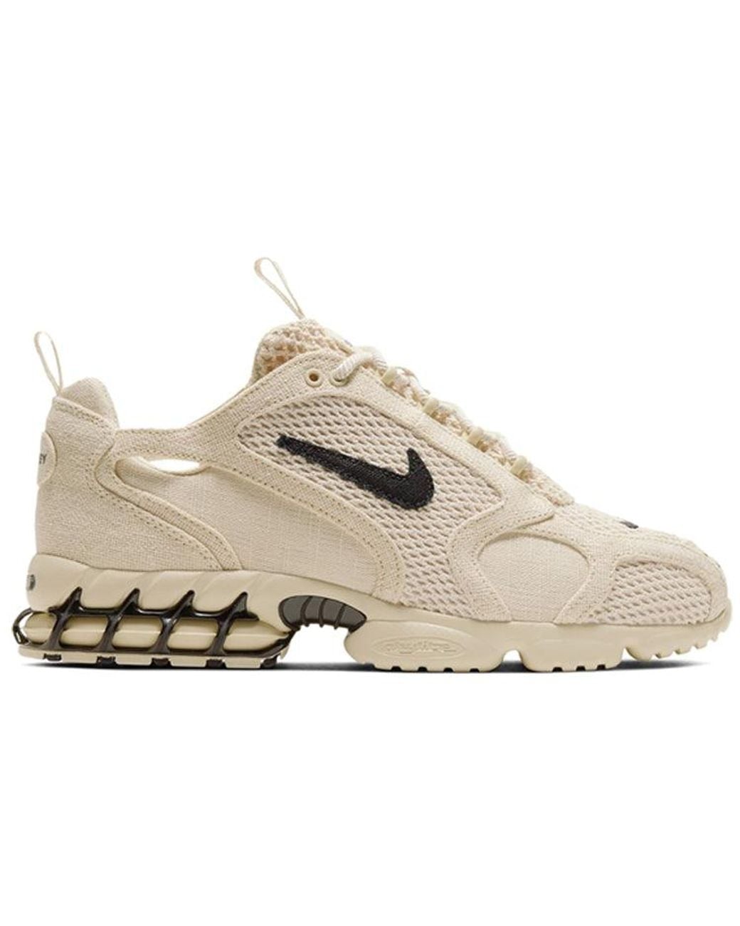 Nike White X Stussy Air Zoom Spiridon Caged 2 'Fossil' for men