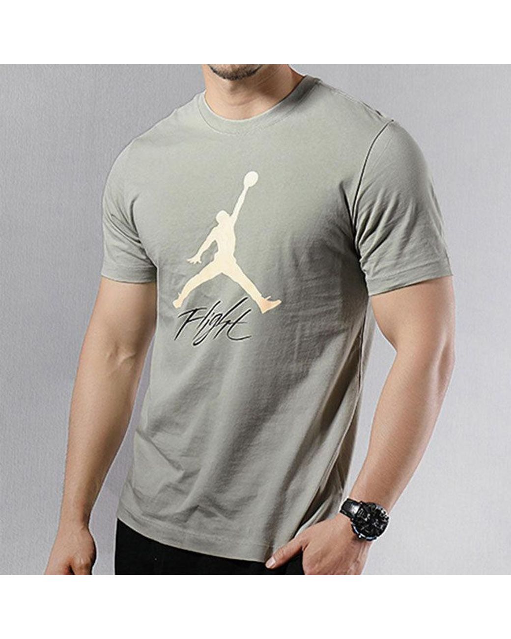 Nike Green Jumpman Flight Basketball Sports Short Sleeve for men