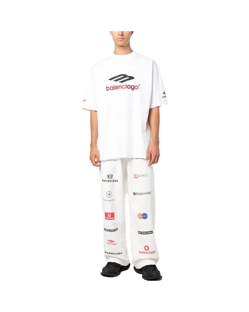Balenciaga White 3B Sports Icon T-Shirt for men