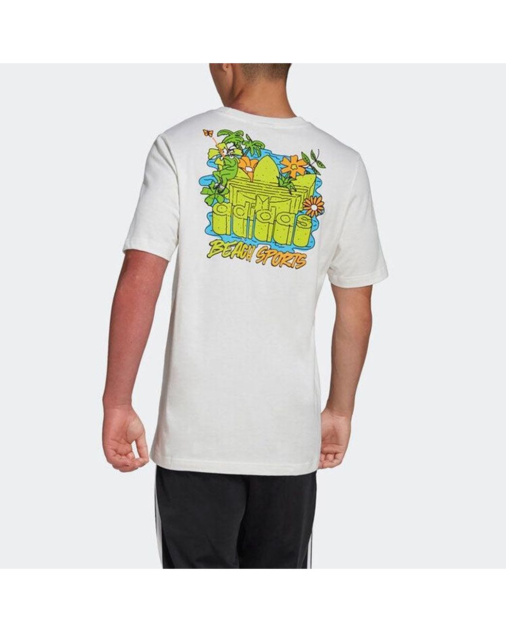 Adidas White Originals Graphic Stoked Fish Flowers T-Shirt Multi-Color' for men