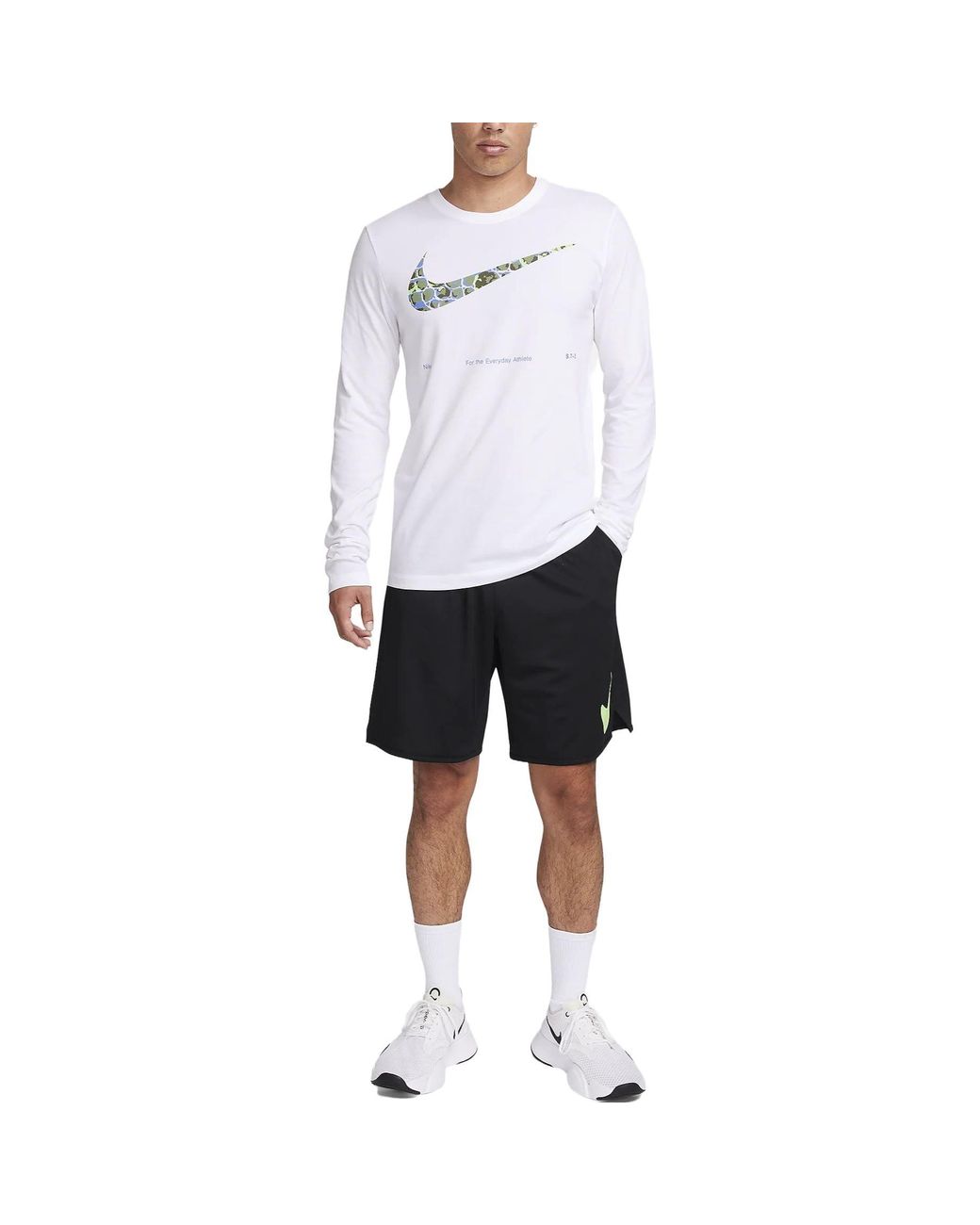 Nike White Dri-Fit Long Sleeve T-Shirt for men