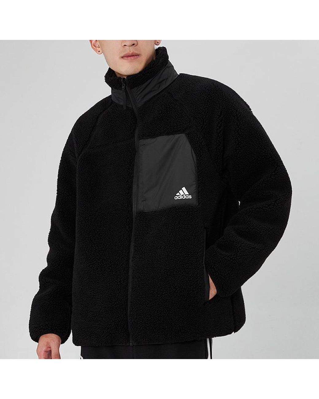 Adidas Black Sherpa Reversible Jacket Asia Sizing for men