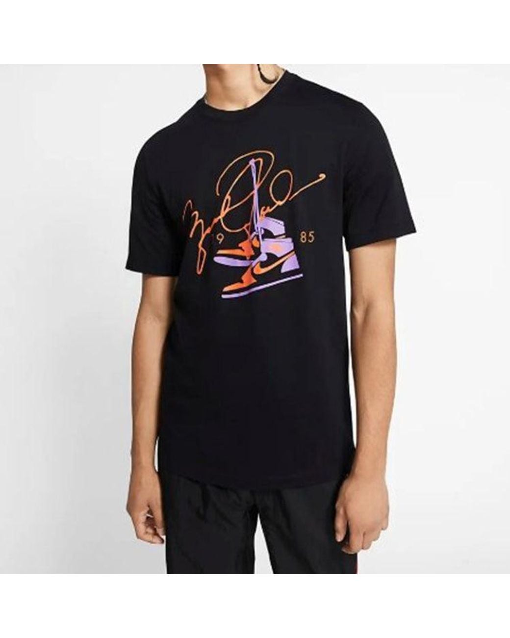 Nike Black Jordan Aj85 Signature Printing Short Sleeve T-Shirt for men