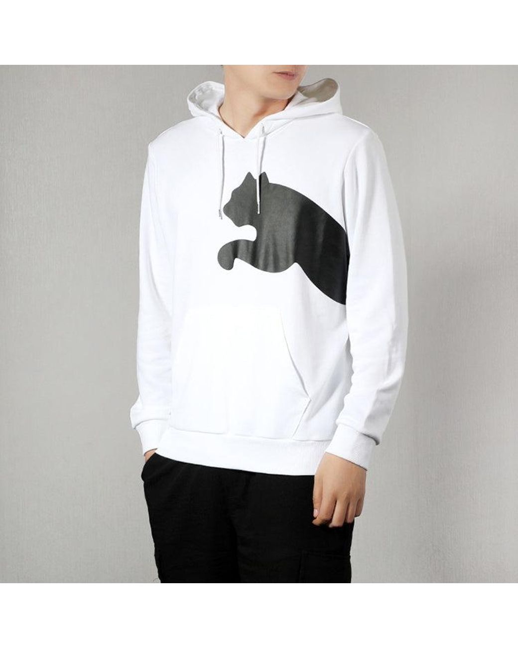 PUMA Gray Knit Casual Hooded Long Sleeves Pullover for men