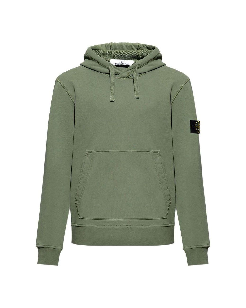 Stone Island Green Compass Motif Detail Hoodie 'Sage' for men
