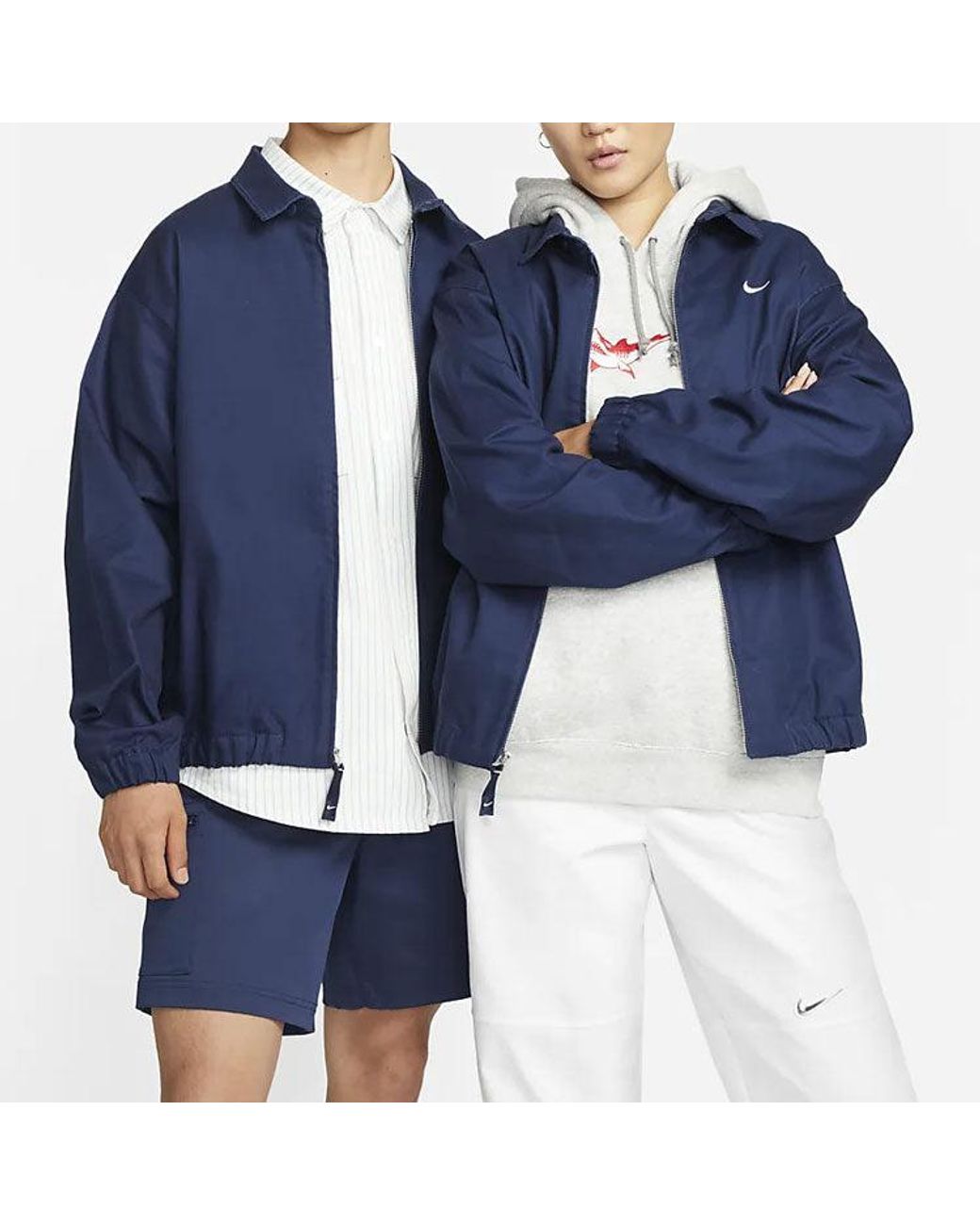 Nike Blue Solid Color Logo Casual Lapel Jacket for men