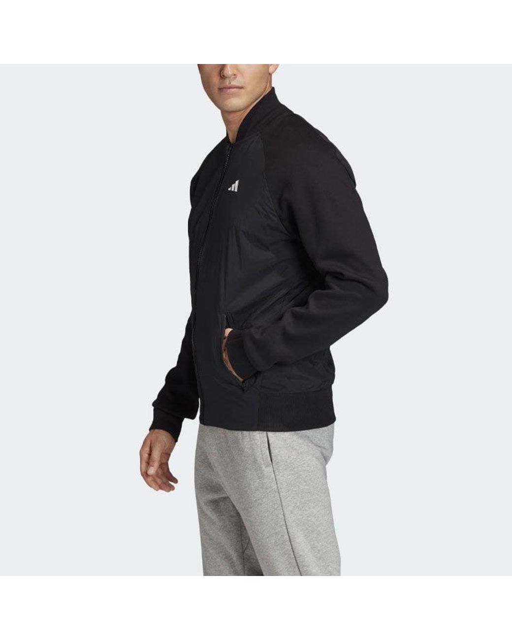 Adidas Black Vrct Tiger Embroidered Pattern Athleisure Casual Sports Jacket for men