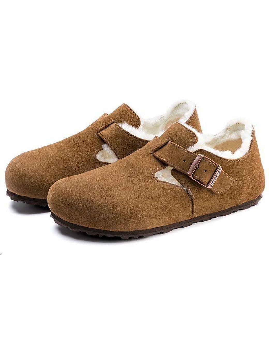 Birkenstock Brown London Shearling Suede Leather Narrow Fit 1014963 for men
