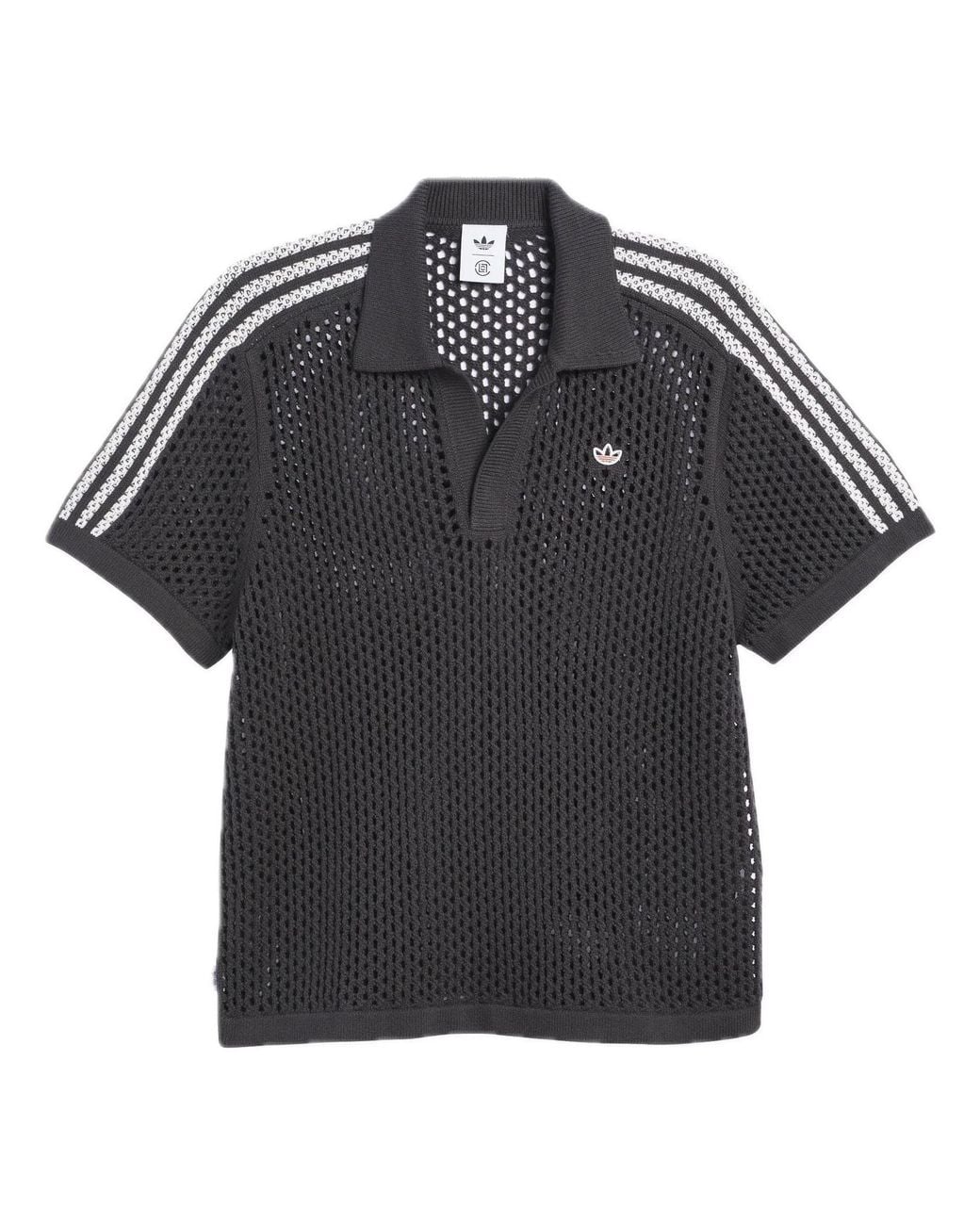 Adidas Black X Clot Fw24 Crochet Polo Shirt Asia Sizing 'Carbon' for men